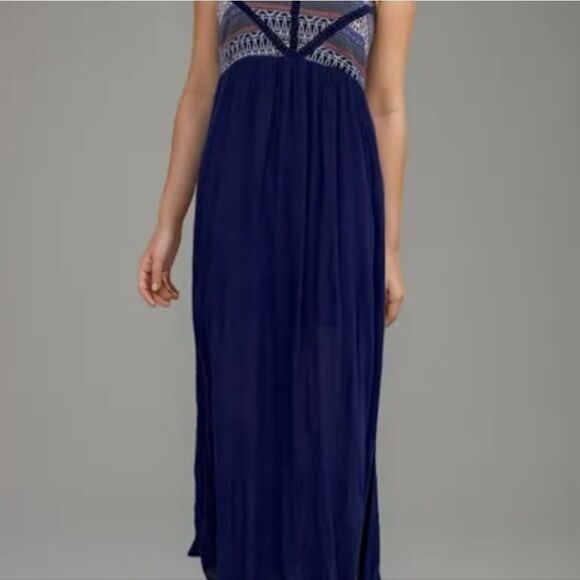 Doe&Rae M Navy Blue Midi Embrodered Boho Staples Women's  Dress - Picture 1 of 11